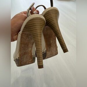 Tamaris Women's Slingback Heels - Beige Snake Print Size 38